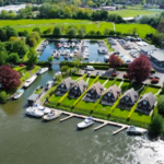 An overhead view of boats and berths at Chertsey where Freedom Boat Club is now offering access to the River Thames