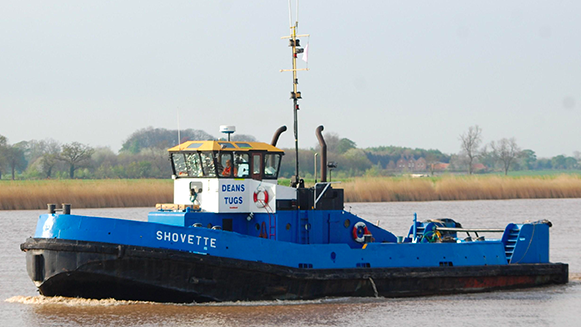 Shovette the blue tug which was hit by Kirkella causing release of 7,000 litres of marine diesel oil