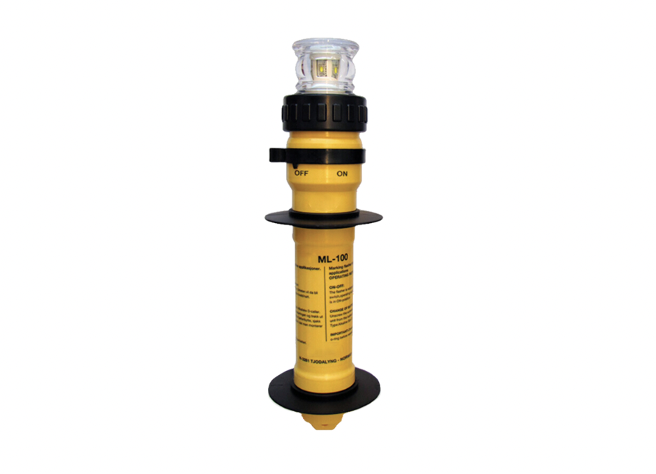 yellow cased maritime strobe light beacon product shot