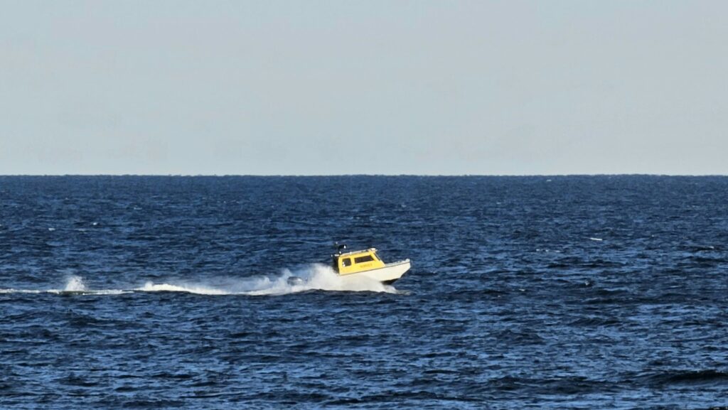 Small boat on ocean