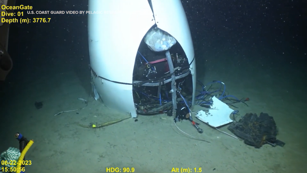 Wreck of the Titan sub on the ocean floor