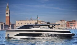 Sleek Wally motor boat with Venice backdrop