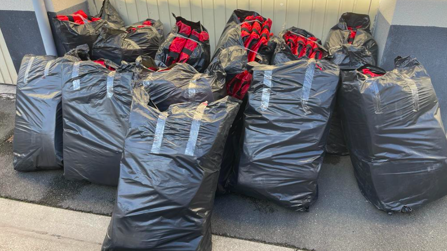 bags of lifejackets seized from people smugglers