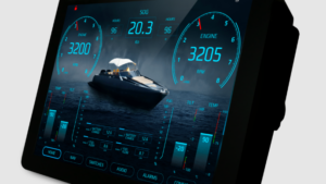 computer interface showing boat and monitoring systems