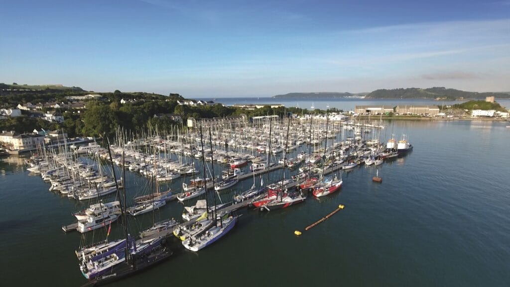 aerial view of Plymouth Yacht Haven marina in the UK