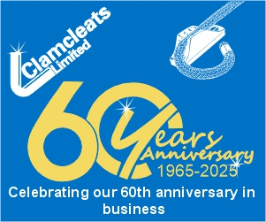 Banner celebrating Clamcleats Limited's 60th anniversary in business from 1965 to 2025.