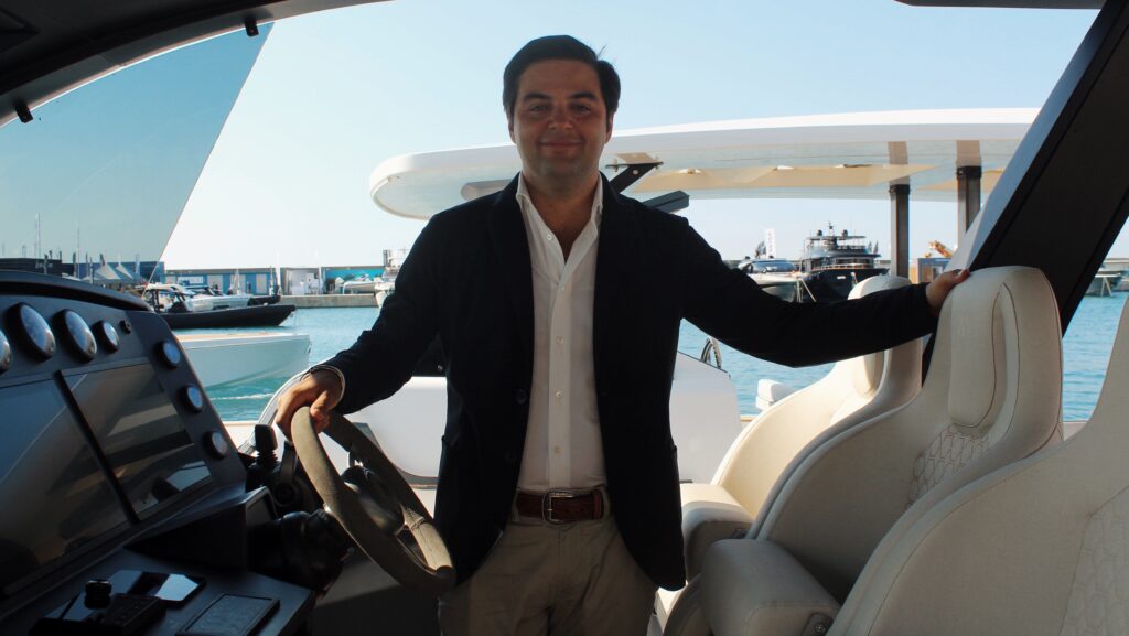 Man on boat form Maxim Yachts which is presenting at boot Dusseldorf for first time