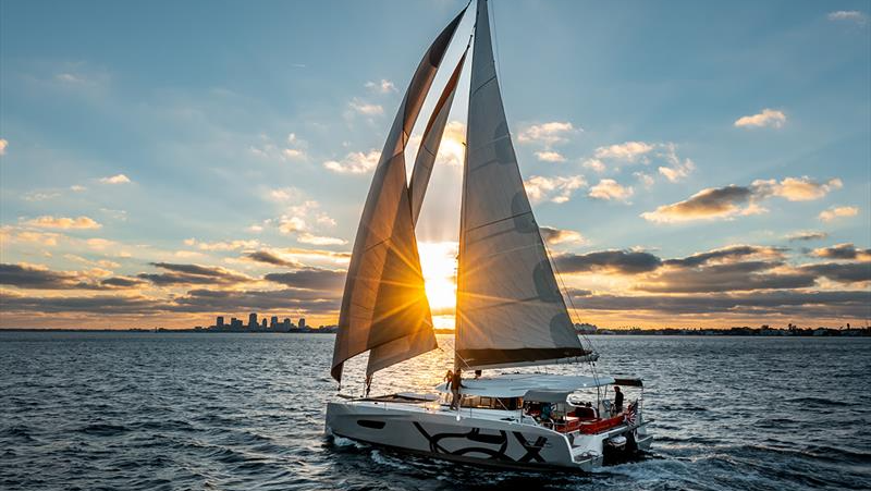 An Excess Catamaran pictured on the water.