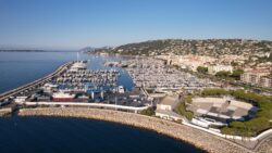 aerial views of Mediterranean marina in france