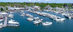 Aerial view of a harbour taken by a drone to help Maptech customers to enter waterways with confidence