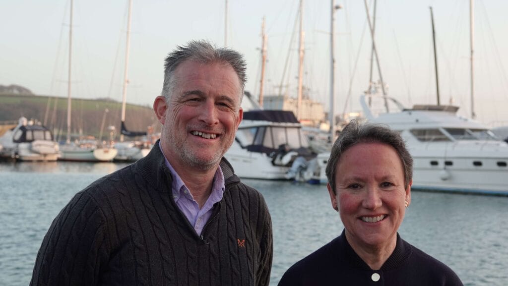 Andy Wright and Kay Penney at Falmouth Harbour