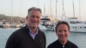 Andy Wright and Kay Penney at Falmouth Harbour