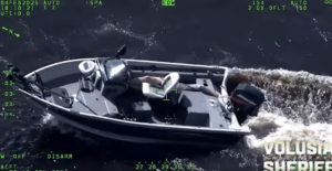 aerial footage of small fishing sportsboat