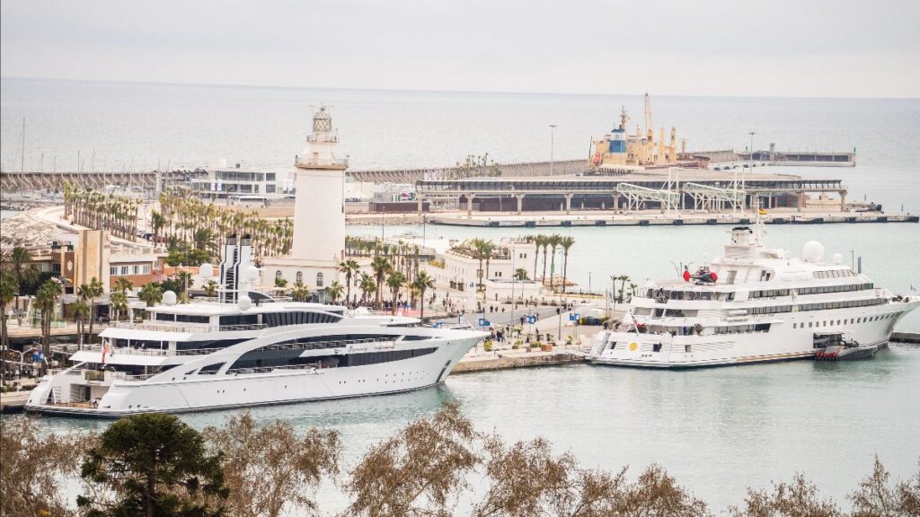 superyachts at a mediterranean marina