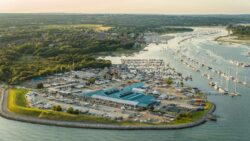 Aerial view of the River Hamble and Hamble Point Marina