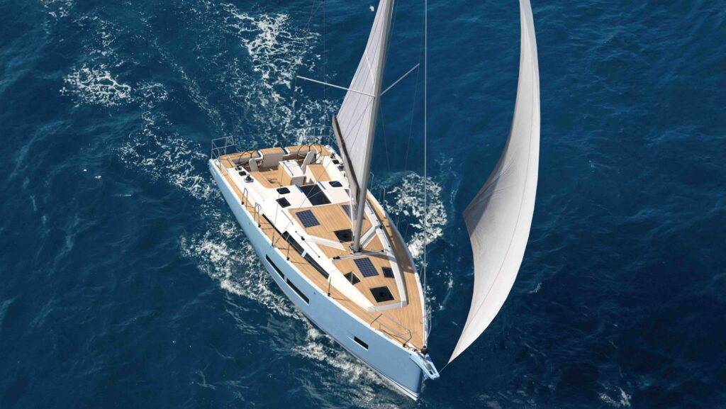 Luxury sailing yacht from above