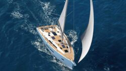 Luxury sailing yacht from above