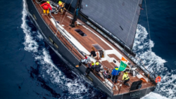 Lovely sailing ship viewed from above