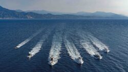 Fleet of 6 luxury motorboats on the water