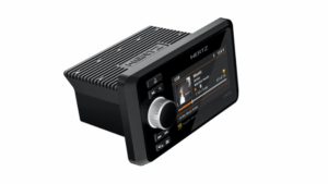 A stereo from Hertz Marine shown out of its mounting position