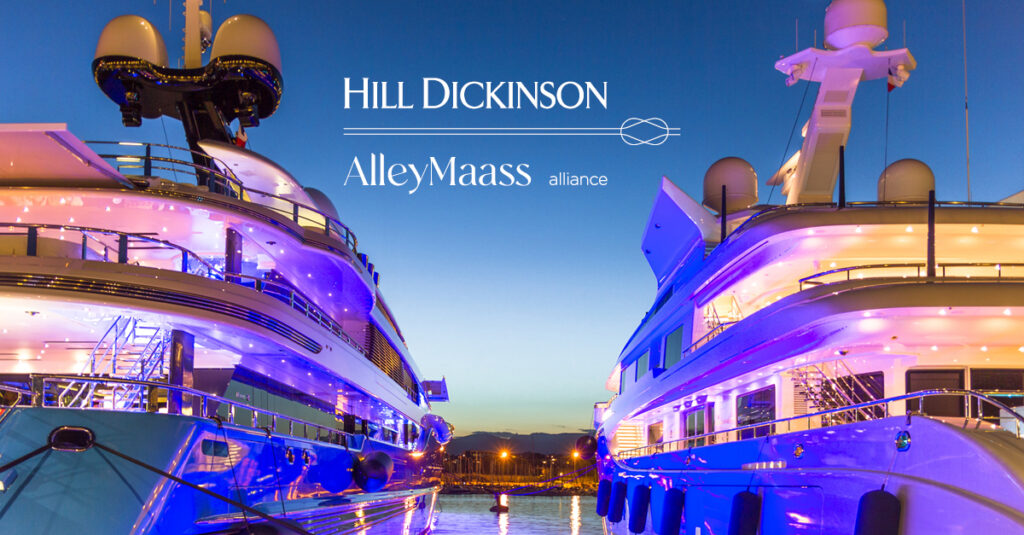 Yachts with Hill Dickinson and Alley Maass logos