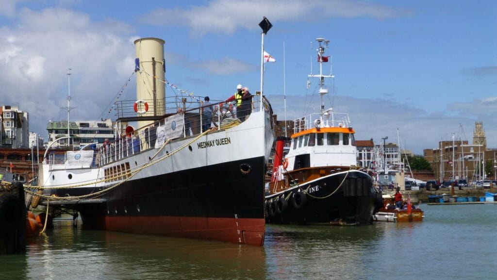 Medway Queen viewed from bow. Sge took part in Dunkirk evacuations and is going back for 85th anniversary