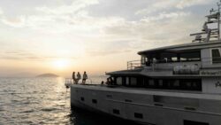 Arksen 85 superyacht at sunset