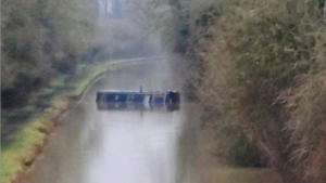 canal blocked by sunken narrow boat West Midlands Fire Service
