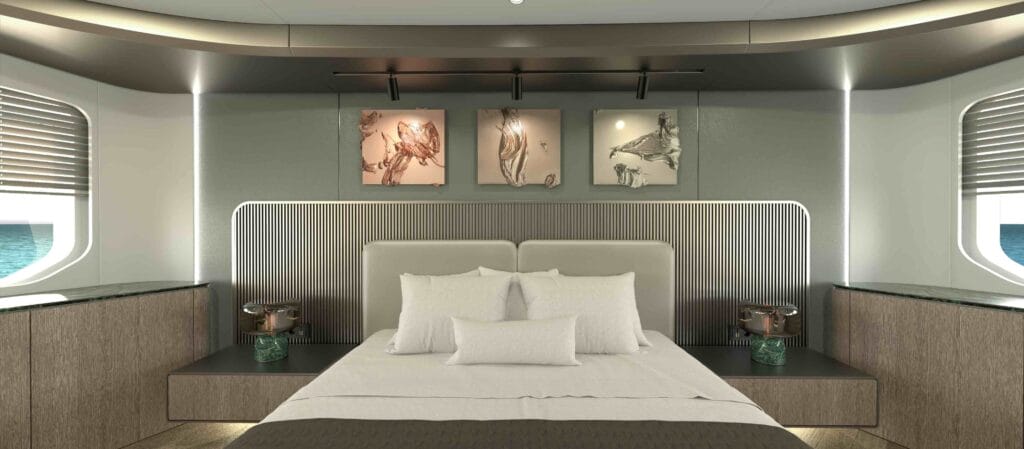 cama de cabine master do iate de luxo Kando85