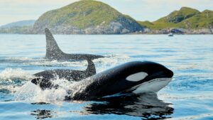 Orca swim off Norway coast