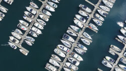 Marina with boats shown from above