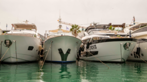Bows of several boats lined up at PIBS 2024