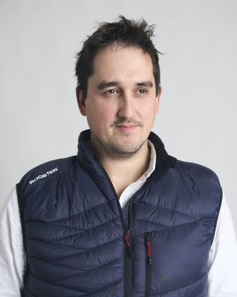 Luke Morrison of Rooster wears a Rooster gilet