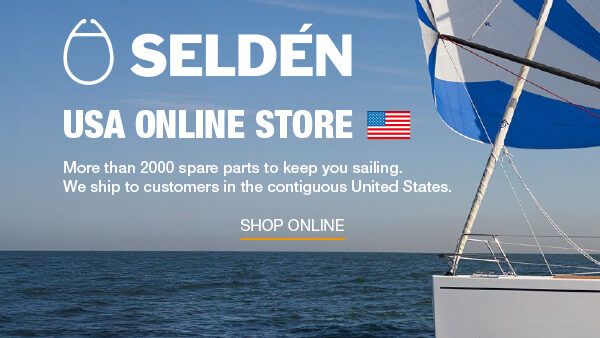 Advert for Selden US online store with sailboat as background