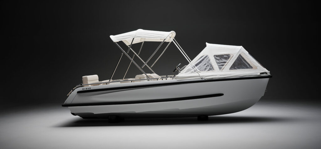 Evene 5m yacht tender on display
