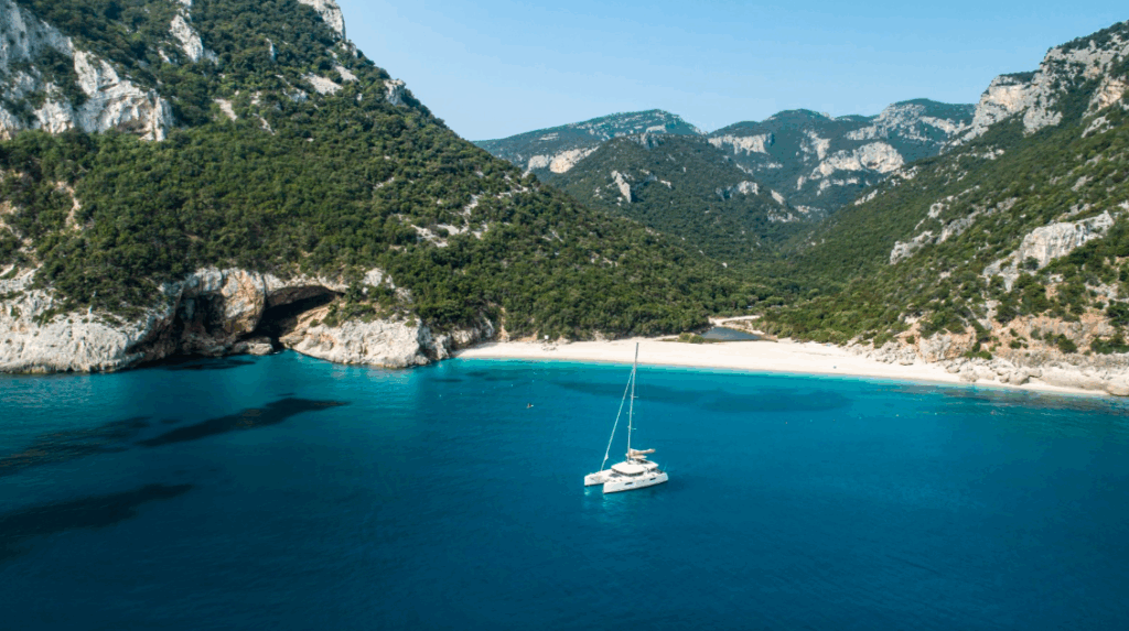 A boat on clear blue water in Italy