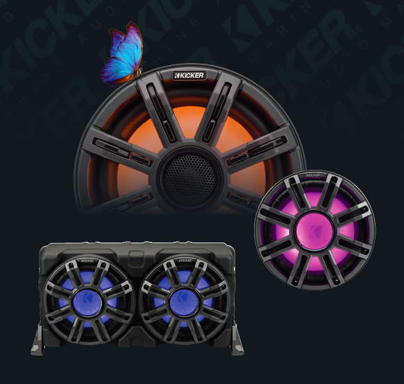 Selection of product from Kicker Marine Audio