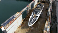 Aerial view T55 Sportiva in dry dock as Tankoa launch second in series