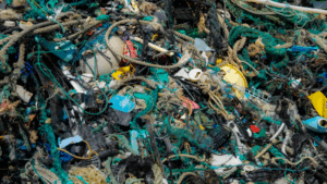 fishing nets, buoys and other garbage collected by the the Ocean Cleanup from the GPGP