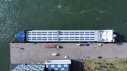 aerial view of ship with solar deck created by Wattlab