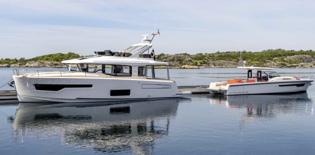 Nimbus motor boat berthed alongside