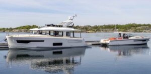 Nimbus motor boat berthed alongside