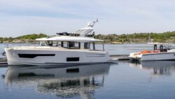 Nimbus motor boat berthed alongside
