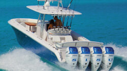 Bahama Boat Works sport fishing boat with outboards