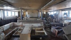 Gloomy interior of Bayesian superyacht recovered from ocean