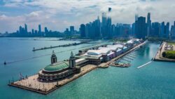 View of Chicago's Navy Pier Marina
