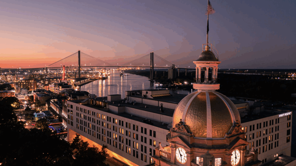 Savannah Harbor and bridge