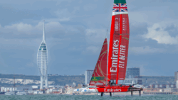 Emirates GBR in action during a training day on The Solent on Thursday