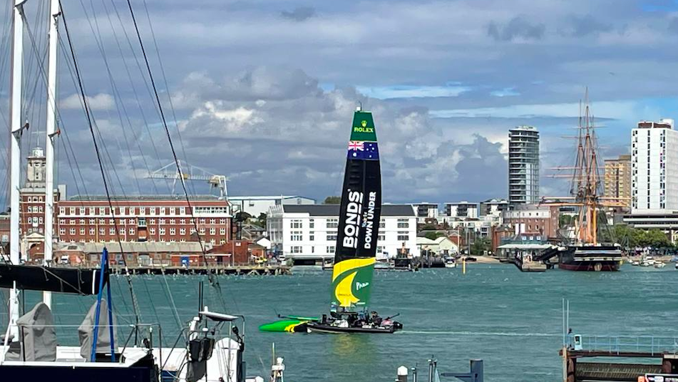 SailGP boat in Portsmouth Harbour