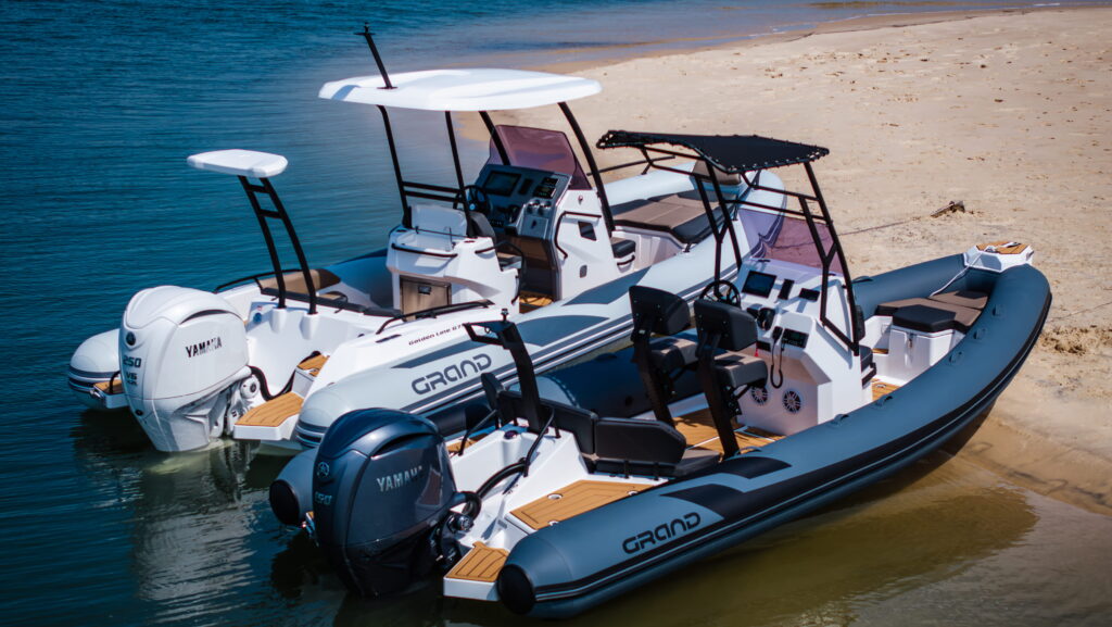 Two boats from Ukrainian boatbuilder Grand Boats sit side by side - RIBS